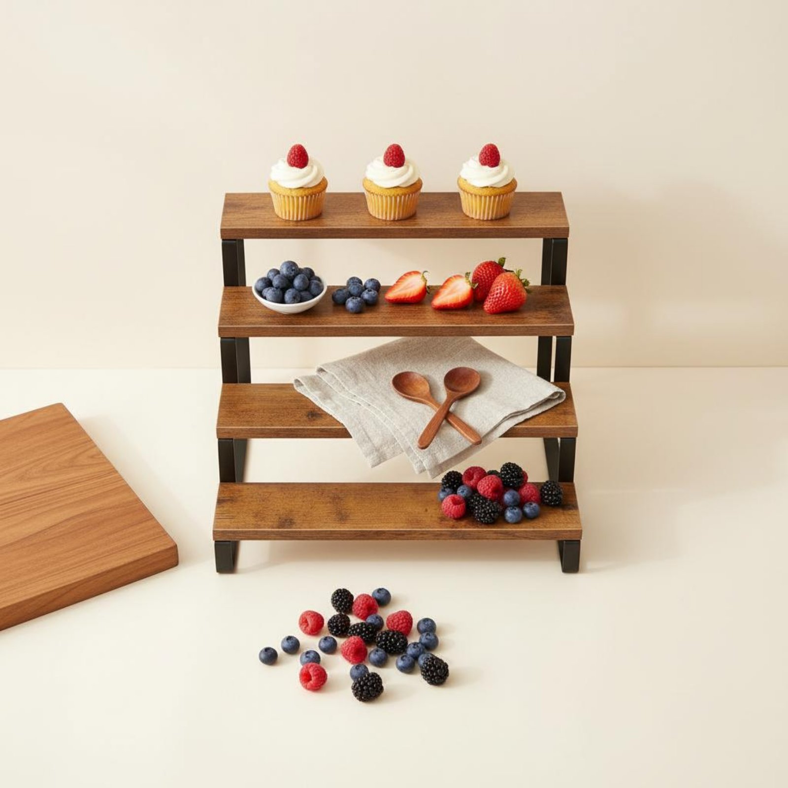 Display Risers Set - Exhibidor de 4 Niveles, Ahorra Espacio,